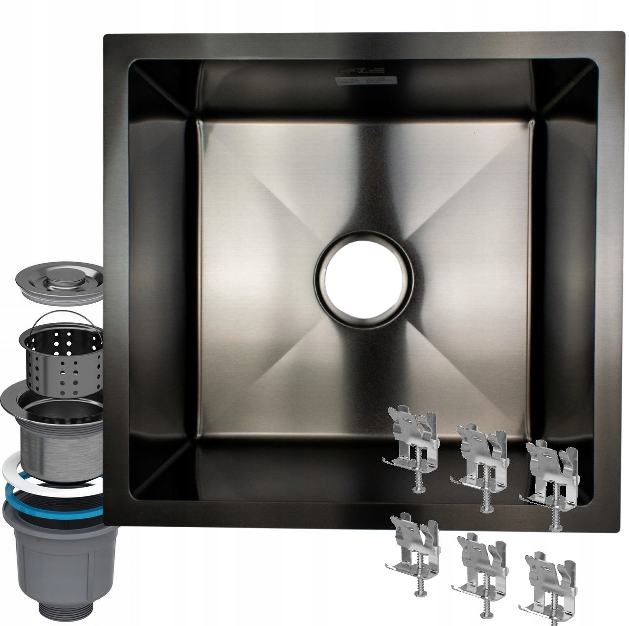 Jednomiskový drez OCELOVÝ KUCHYŇSKÝ DREZ 47X45 ČIERNA Inox oceľ